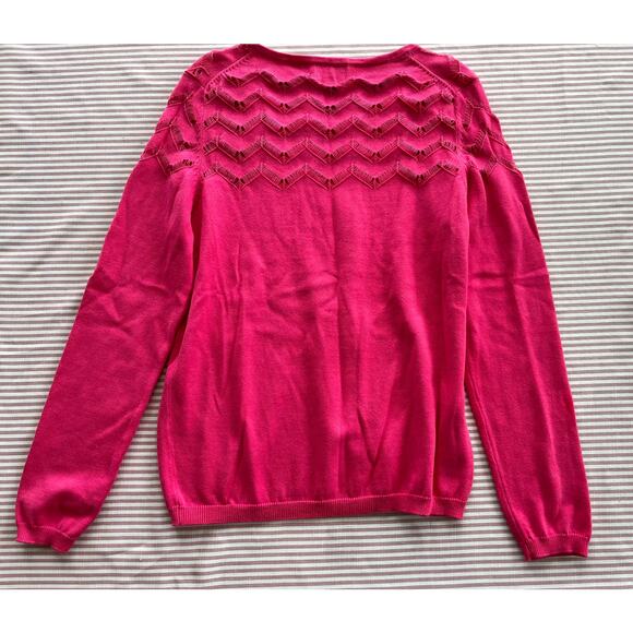 CeCe by Cynthia Steffe Women's Pink Chevron Pullover Sweater Size M Casual - Picture 2 of 7
